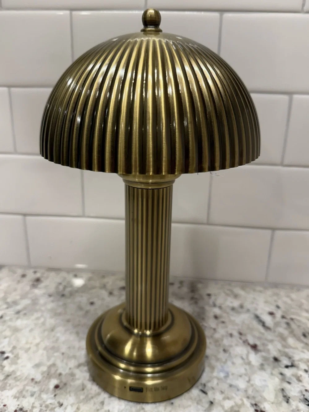 Hearth & Hand 11.5” Fluted Metal Rechargeable Brass Table Lamp - 3 Light Level